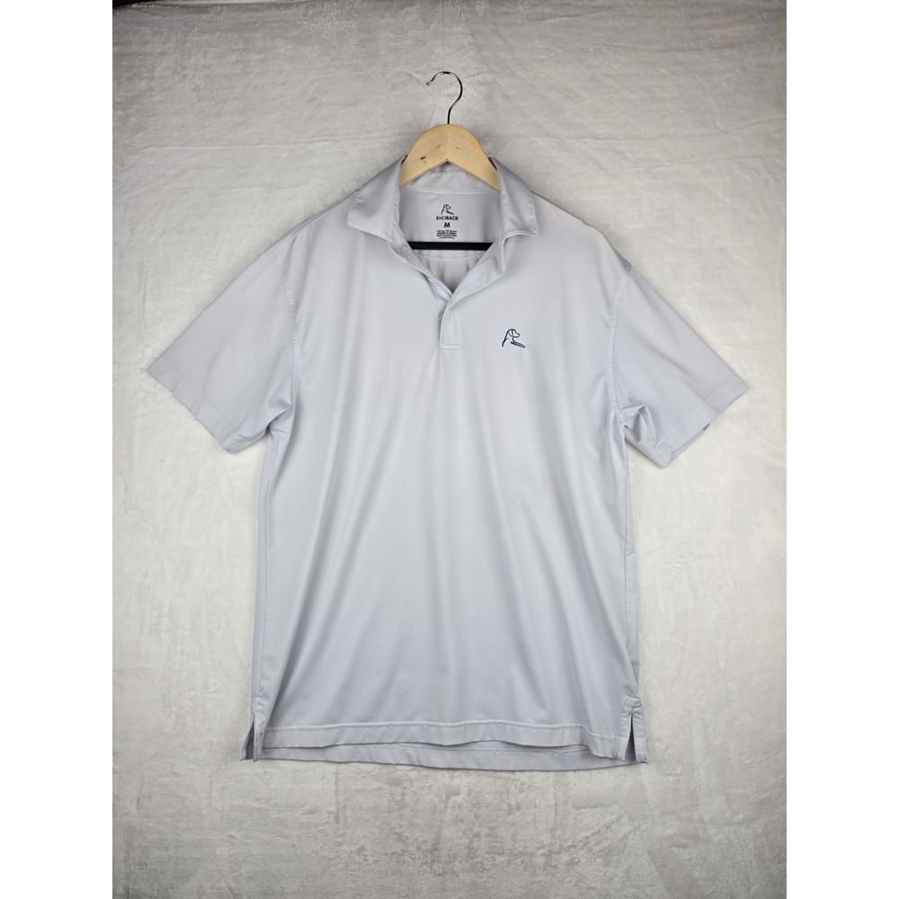 Rhoback Mens Medium Polo Shirt White Performance Golf Short Sleeve